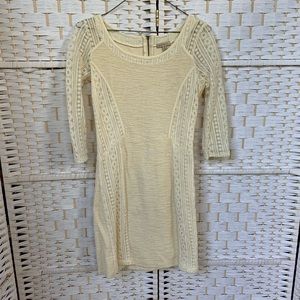Anthropologie Winter White Fitted Dress